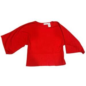 ❤️ White Stag Red Knit Top | Wide Neckline & Flared Sleeves - Size L